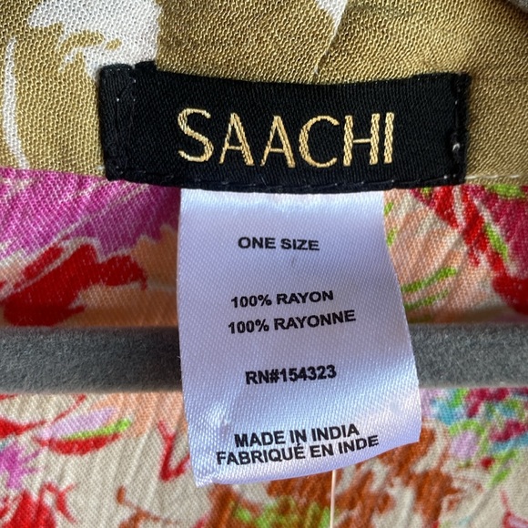 SAACHI NWT Embroidered Floral Print Maxi CoverUp  Kaftan Duster O/S - Picture 13 of 15